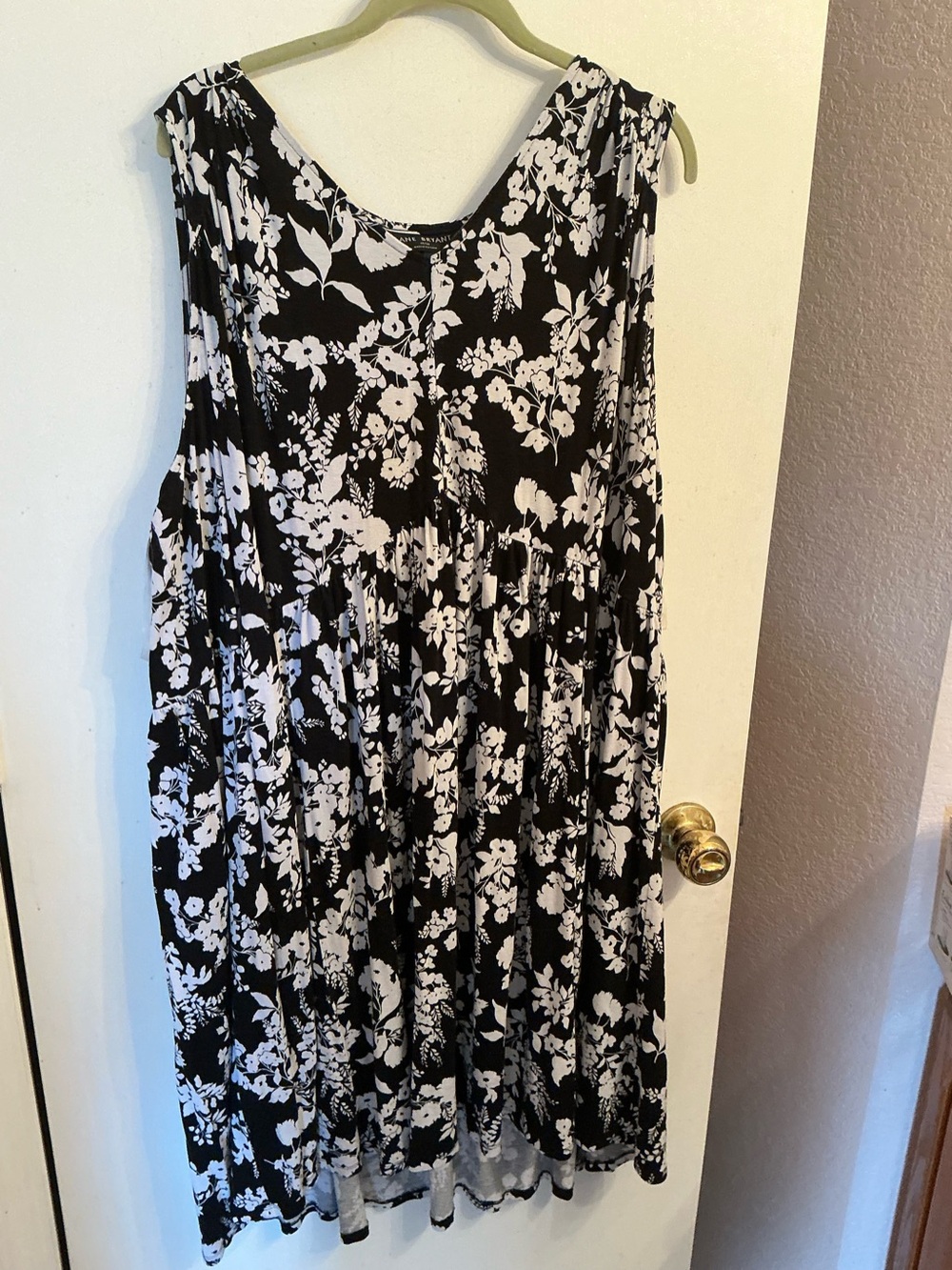 Black & White Floral Sleeveless Dress Lane Bryant